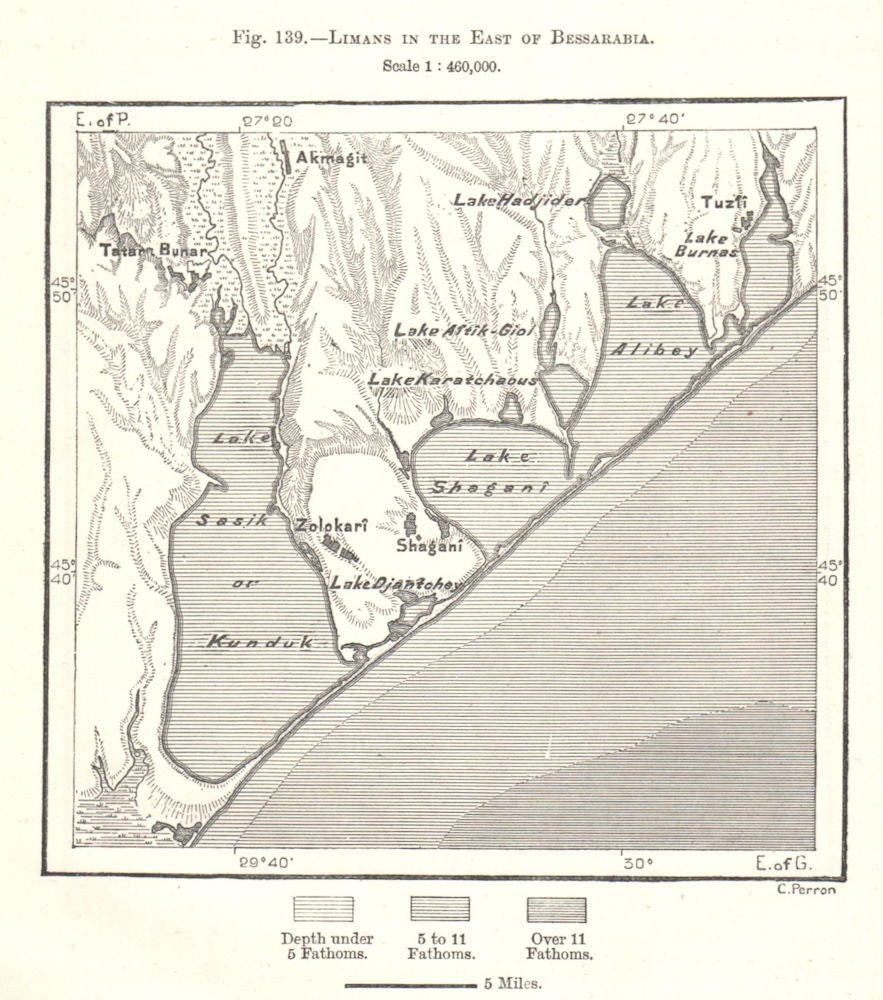Limans in the East of Bessarabia. Tuzlovski Lagoons. Ukraine. Sketch map 1885